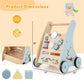 Multi-Functional Baby Activity Walker, Anti-O-Leg Design Wooden Walker With Storage For Toddlers